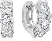 Crislu Brilliant Cubic Zirconia Huggie Hoop Earrings