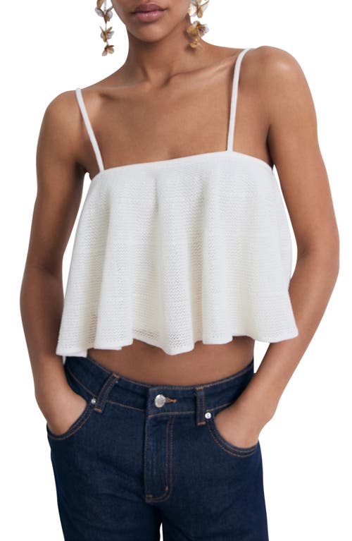 Mango Ruffle Knit Crop Camisole In White