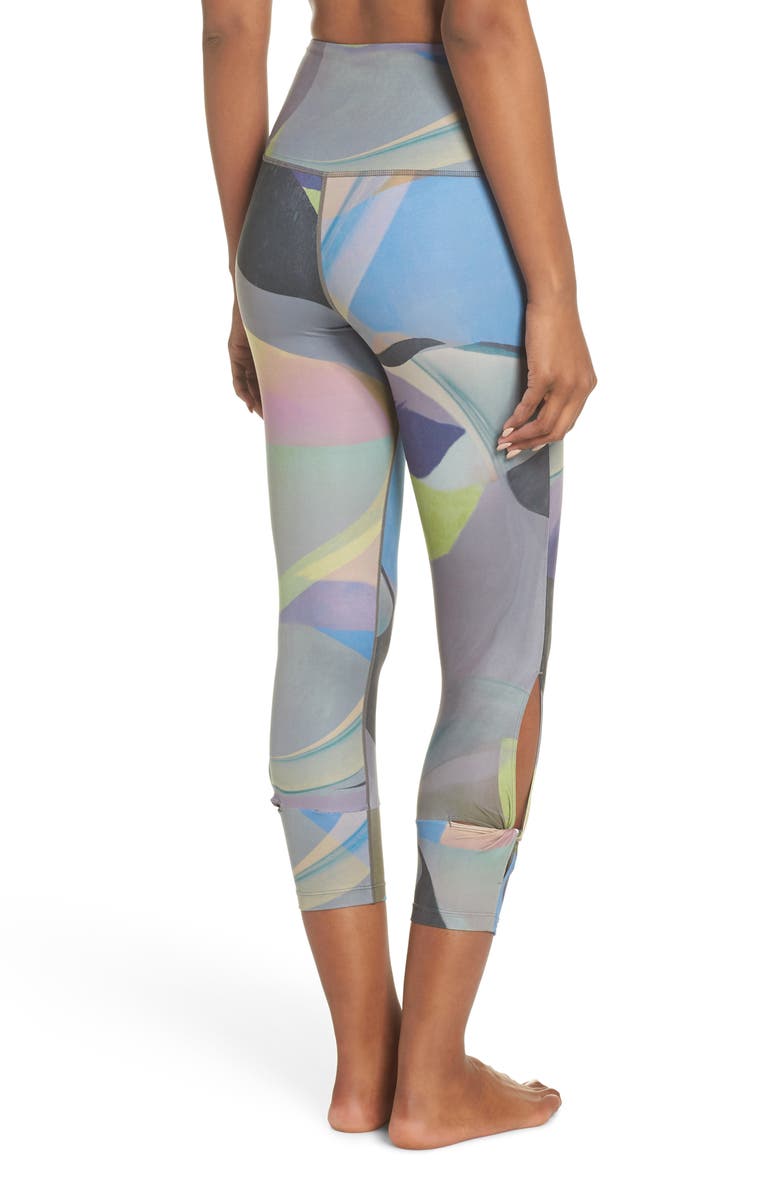 Zella Katya High Waist Abstract Print Recycled Crop Leggings, Alternate, color,