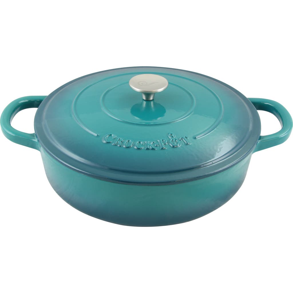 Crock-pot Crockpot Artisan Enameled Cast Iron 5qt Round Braiser Pan With Self Basting Lid In Green