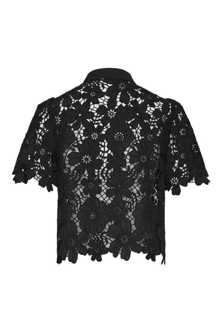 Addison Lace Crop Shirt, Alternate, color, BLACK