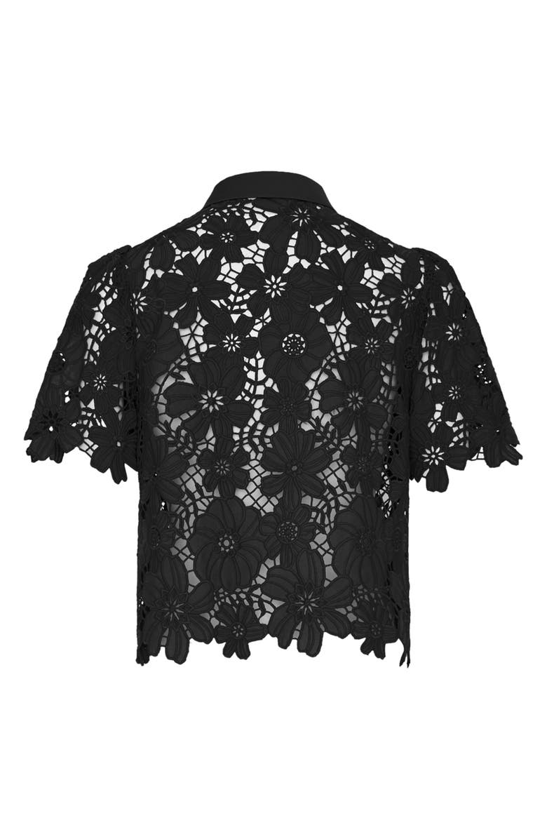 Milly Addison Lace Crop Shirt, Alternate, color, Black