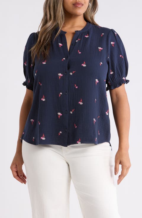 Embroidered Popover Top (Plus)