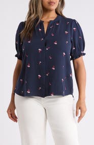 Caslon® Embroidered Popover Top