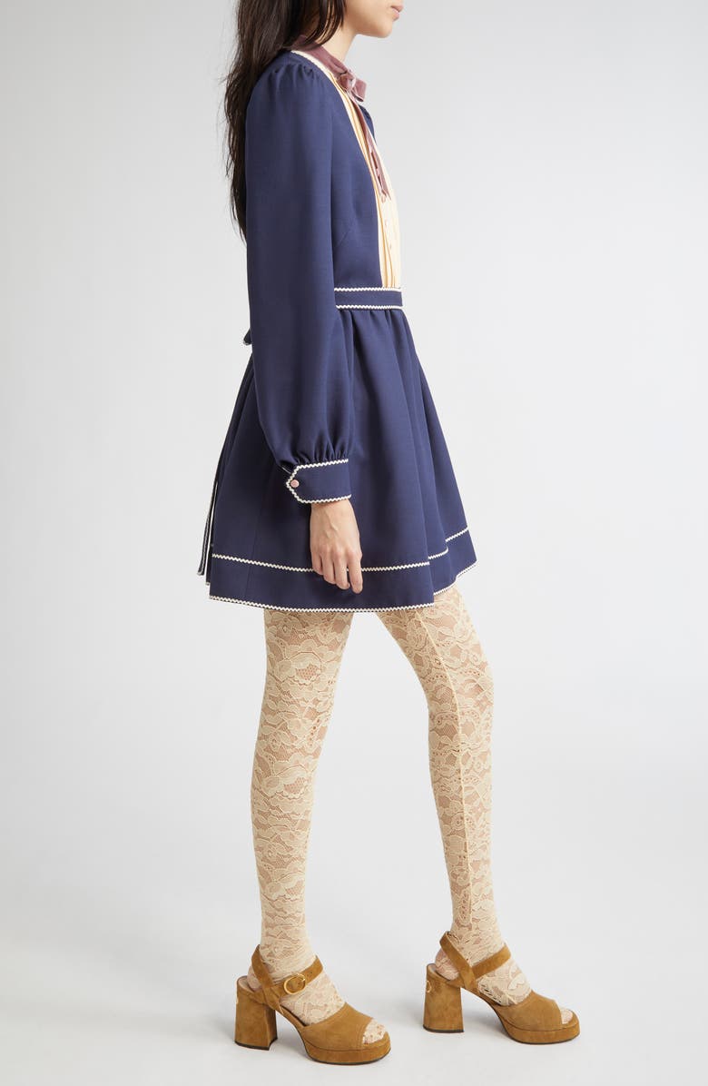 Valentino Garavani Long Sleeve Crepe Couture Minidress, Alternate, color, Blue Multi