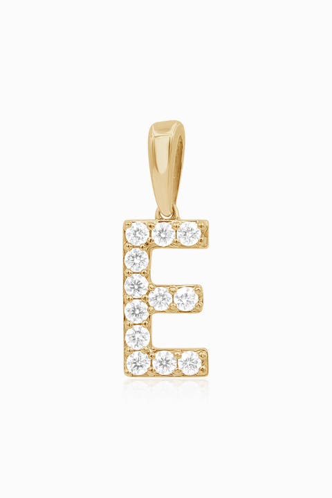 14K Gold Luxe Letter Diamond Initial Pendant Charm