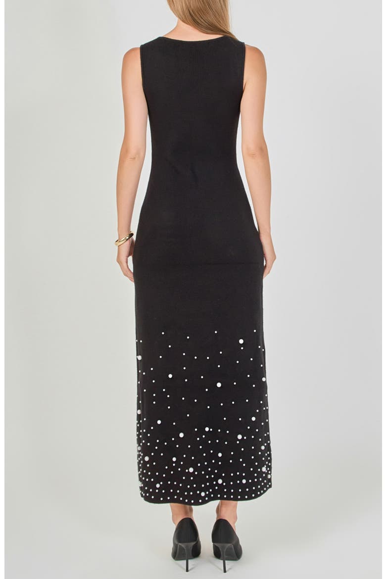 Pearl Embellished Knit Maxi Dress, Alternate, color, BLACK