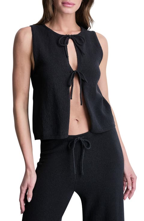 Sleeveless Tie Front Knit Vest
