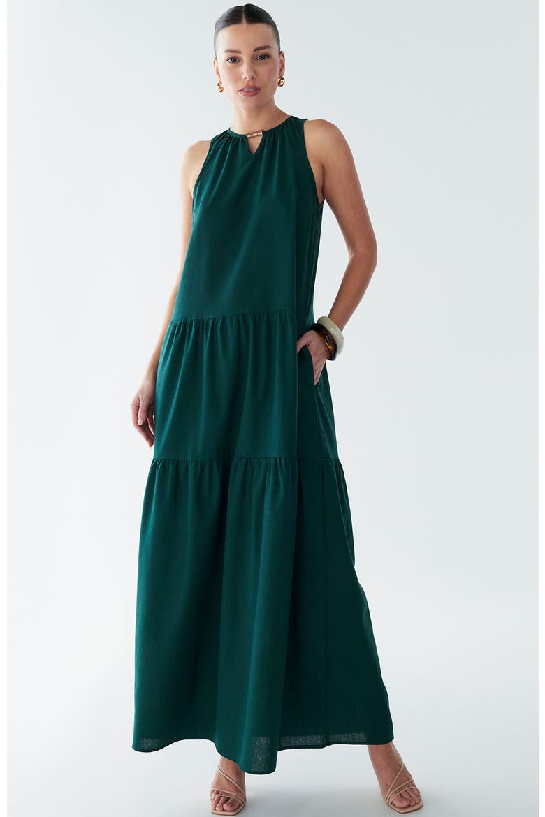 Rain Maxi Dress, Alternate, color, Emerald