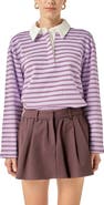 English Factory Striped Knit Polo Top