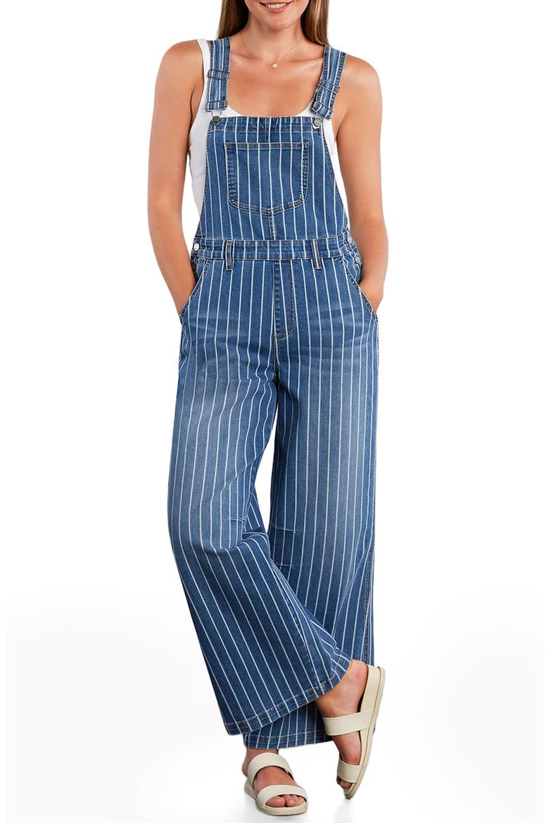 Lucky Denim Overalls, Main, color, BLUE DENIM STRIPE