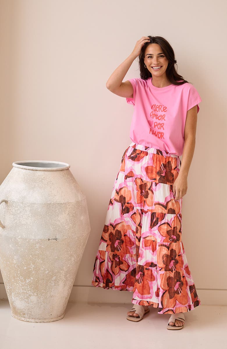 Brave+True Wonderland Floral Maxi Skirt, Alternate, color, Azalea