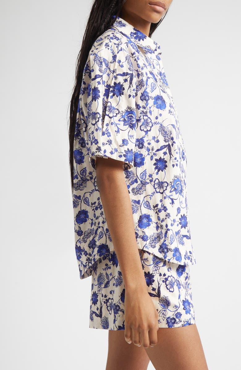 Derek Lam 10 Crosby Keaton Floral Elbow Sleeve Cotton Button-Up Shirt, Alternate, color,