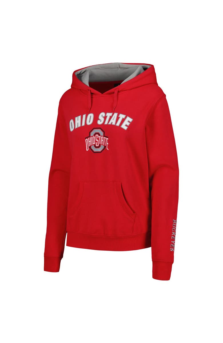 COLOSSEUM Women's Scarlet Ohio State Buckeyes Arch & Logo 1 Pullover Hoodie, Alternate, color, 