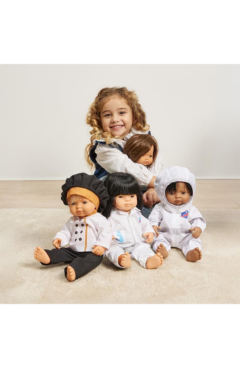 Miniland Careers Collection - Farmer Doll Outfit with Overalls & Hat for 15" Baby Dolls, Alternate, color, Blue Multi