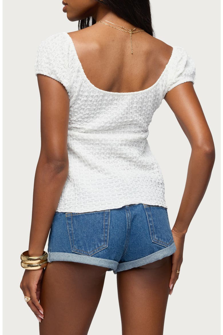 Dorothey Textured Tie Front Top, Alternate, color, WHITE