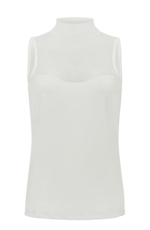 Anatomie Ellen Sleeveless Mesh Mockneck Top In White