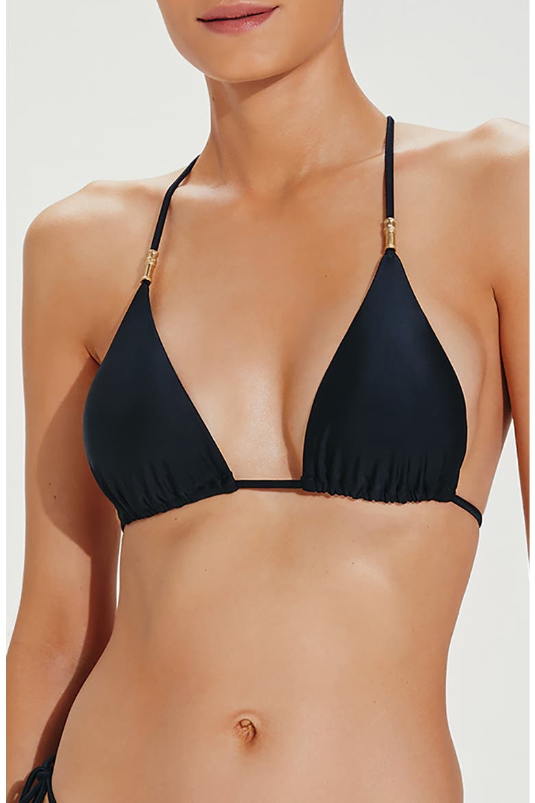 Lucy Strappy Triangle Bikini Top, Main, color, BLACK