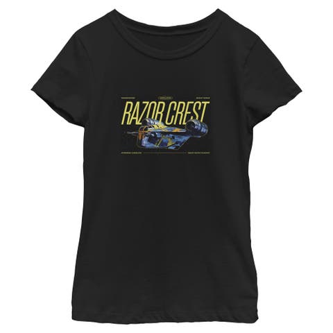 Girls Star Wars The Mandalorian and Grogu Bounty Hunter Razor Crest T Shirt