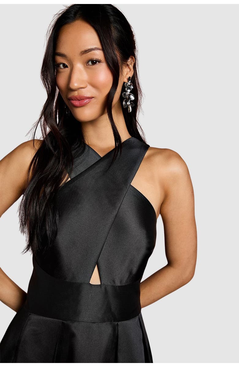 Coast Cross Neck Twill Bridesmaid Dress, Alternate, color, Black