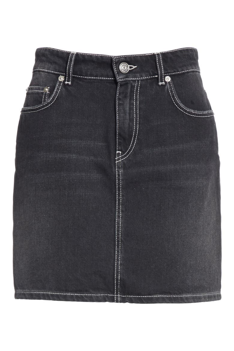Black Washed Denim Miniskirt, Alternate, color, BLACK WASHED 055