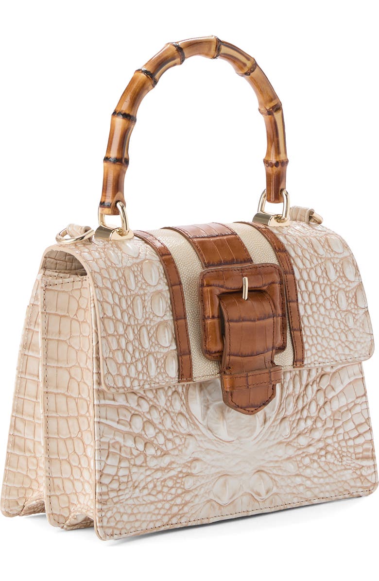 Brahmin Small Mod Hallie Croc Embossed Leather Top Handle Bag, Alternate, color, Ivory