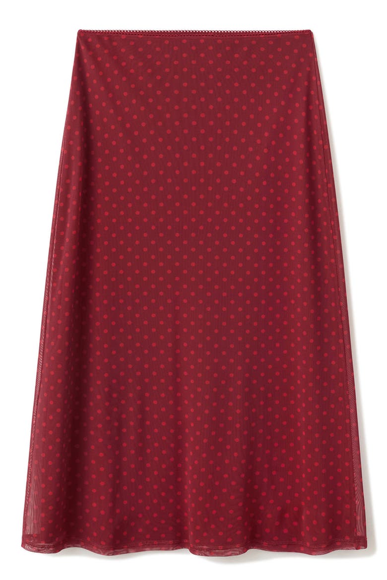 Polka Dot Tulle Maxi Skirt, Alternate, color, RED