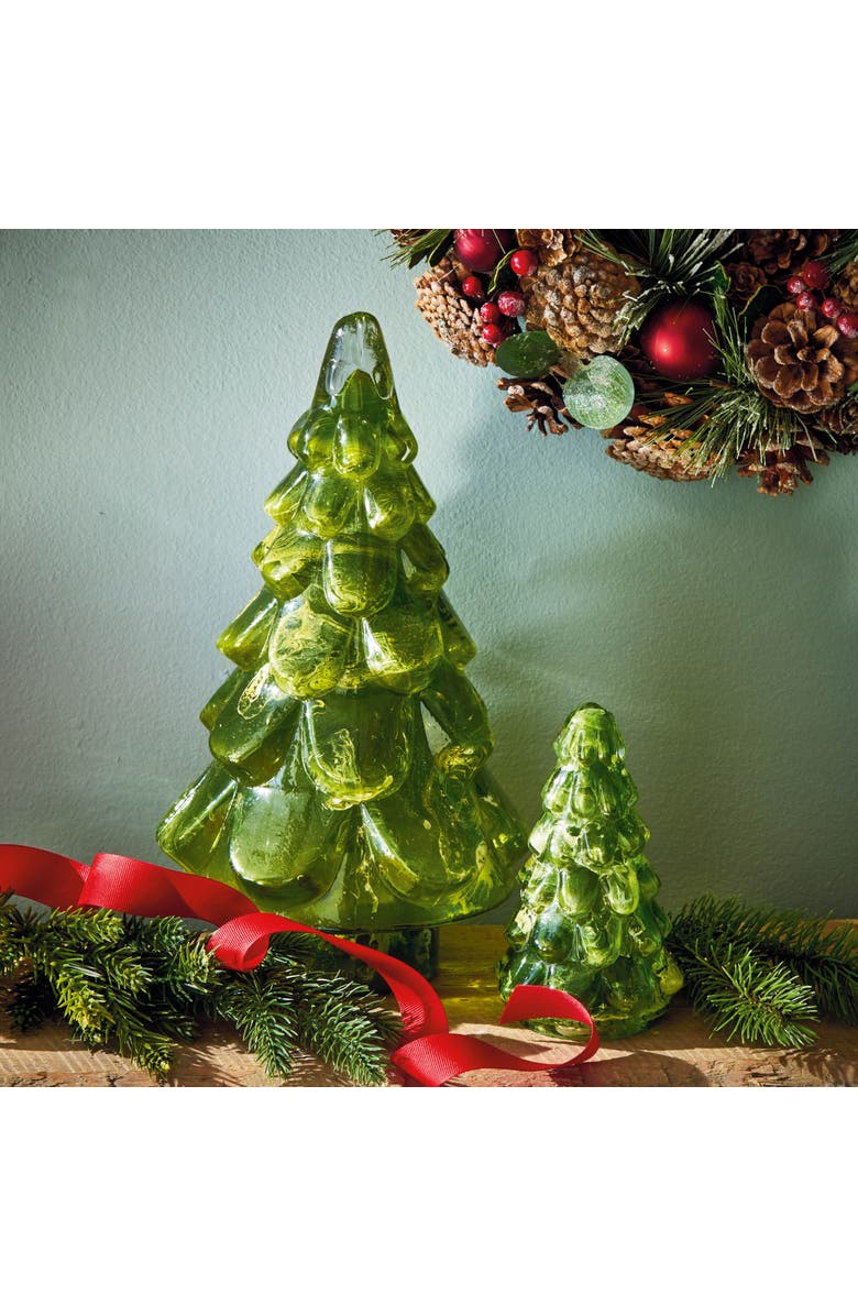 tag Vintage Green Glass Holiday Tree Sculpture for Christmas, Alternate, color, Green