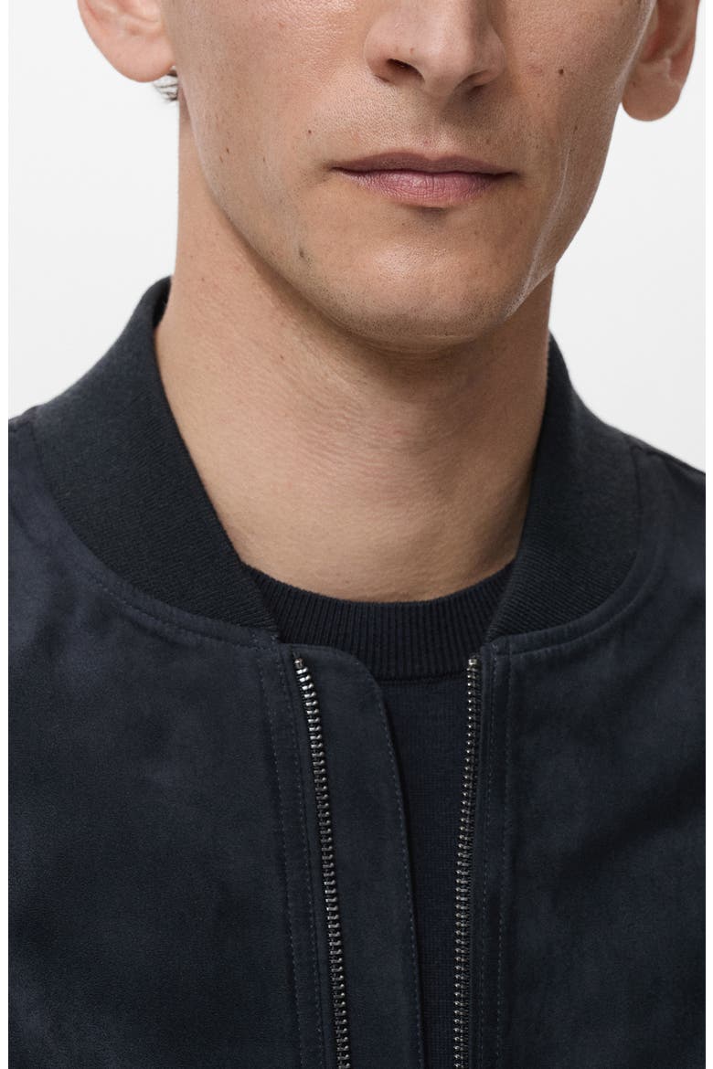 Faux Suede Bomber Jacket, Alternate, color, NIGHT BLUE