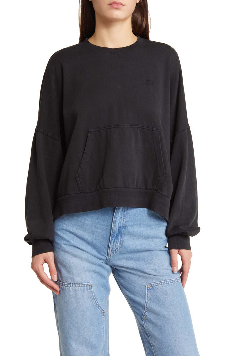 Vans Time Off Crop Sweatshirt, Main, color, Black 66 Champs Music Academy