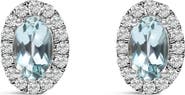Haus of Brilliance 10K White Gold 5x3 MM Oval Cut Birthstone and Diamond Halo Stud Earrings
