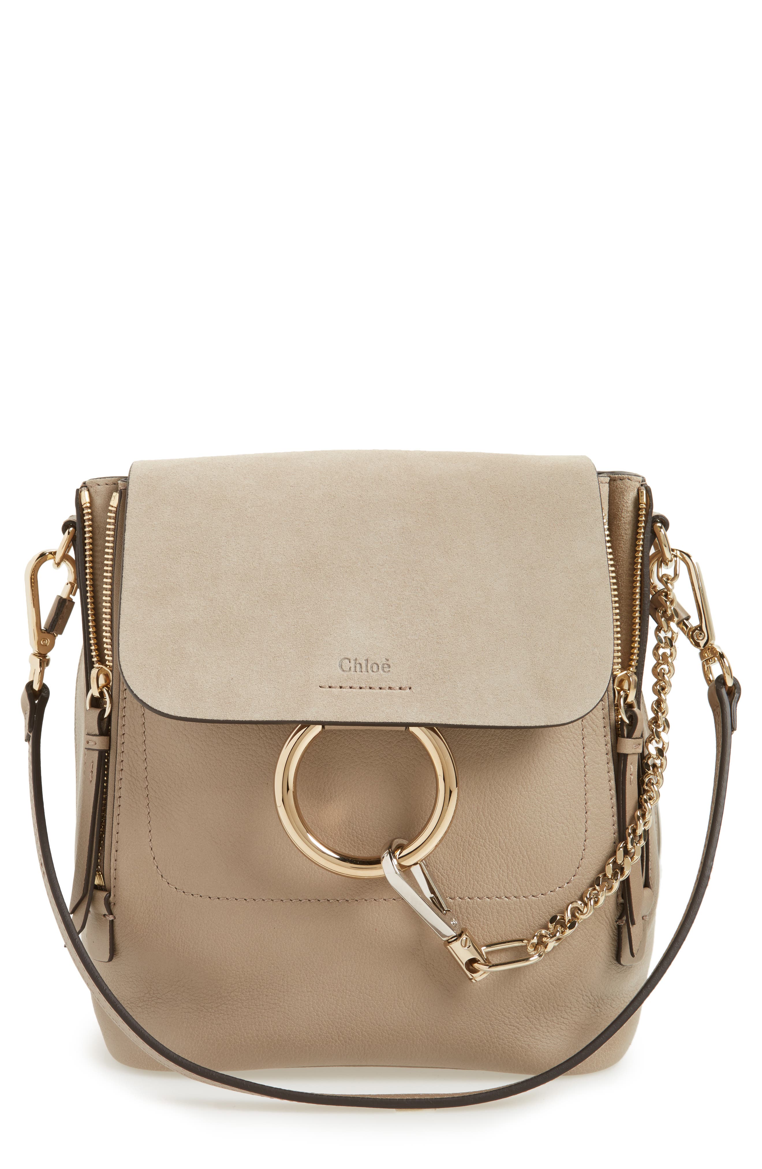 Chloé Small Faye Suede & Leather Backpack, Main, color, 