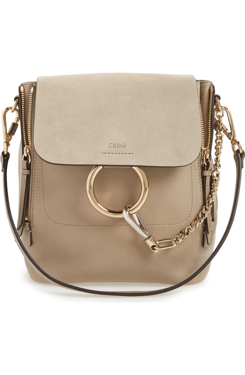 Chloé Small Faye Suede & Leather Backpack, Main, color,