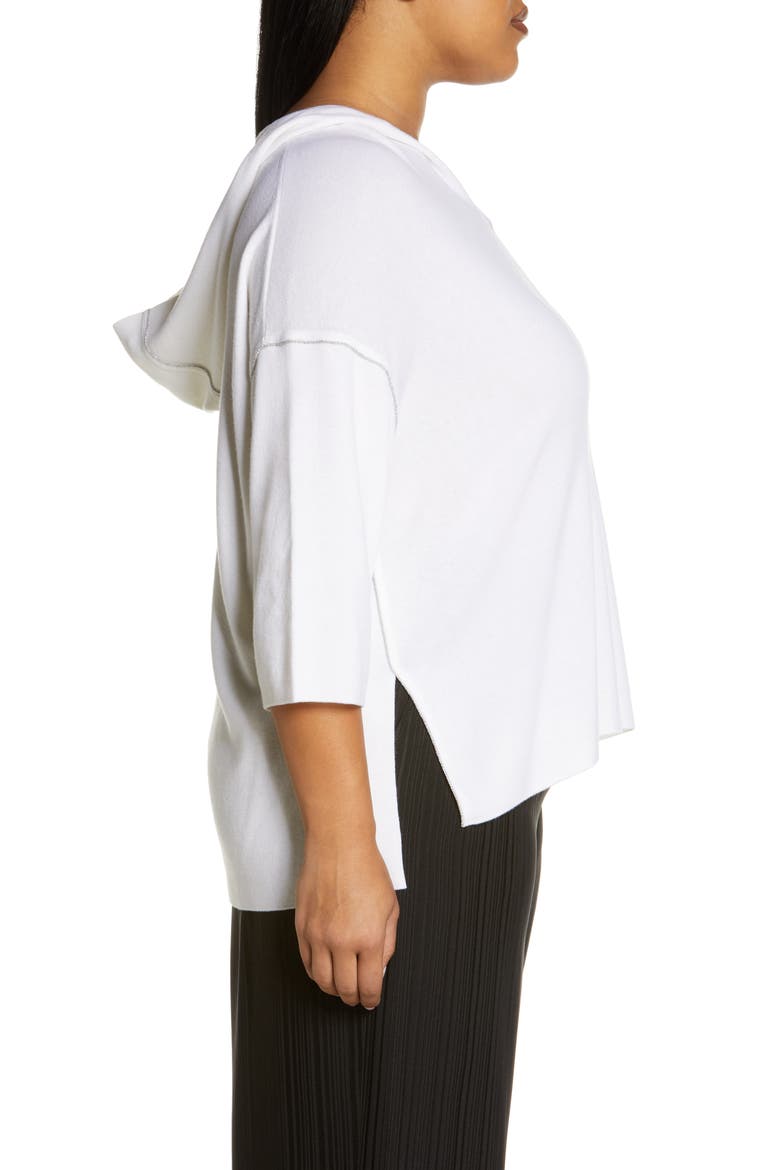 Sequin Detail Cotton & Cashmere Hooded Sweater, Alternate, color, CLOUD
