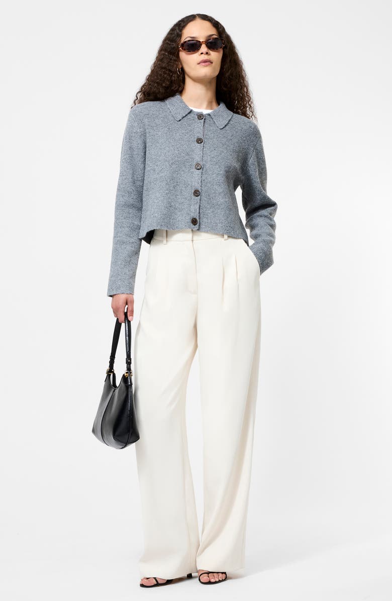 French Connection Ellie Collared Crop Cardigan, Alternate, color, Mid Grey Melange