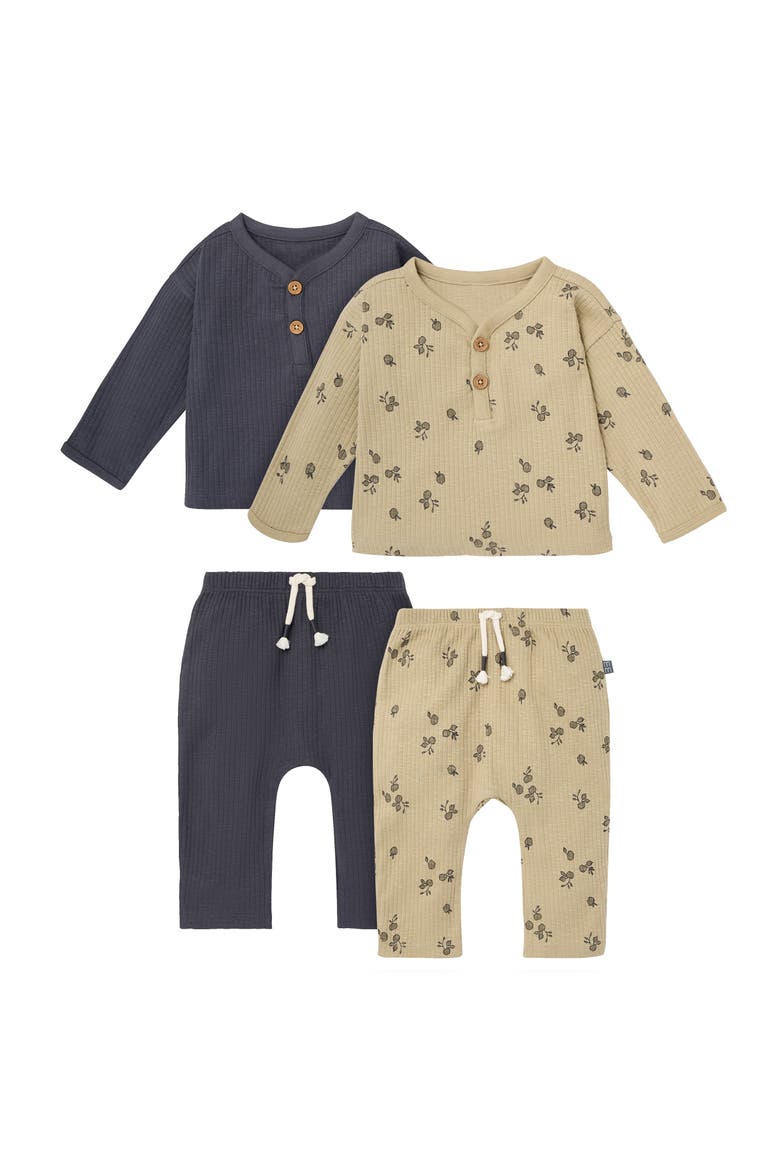 Henley Tops with Pants Set, Main, color, Olive Gray
