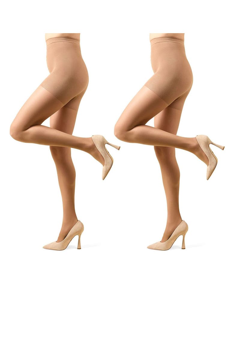 MeMoi 2-Pack Control Top Tights, Alternate, color, Honey