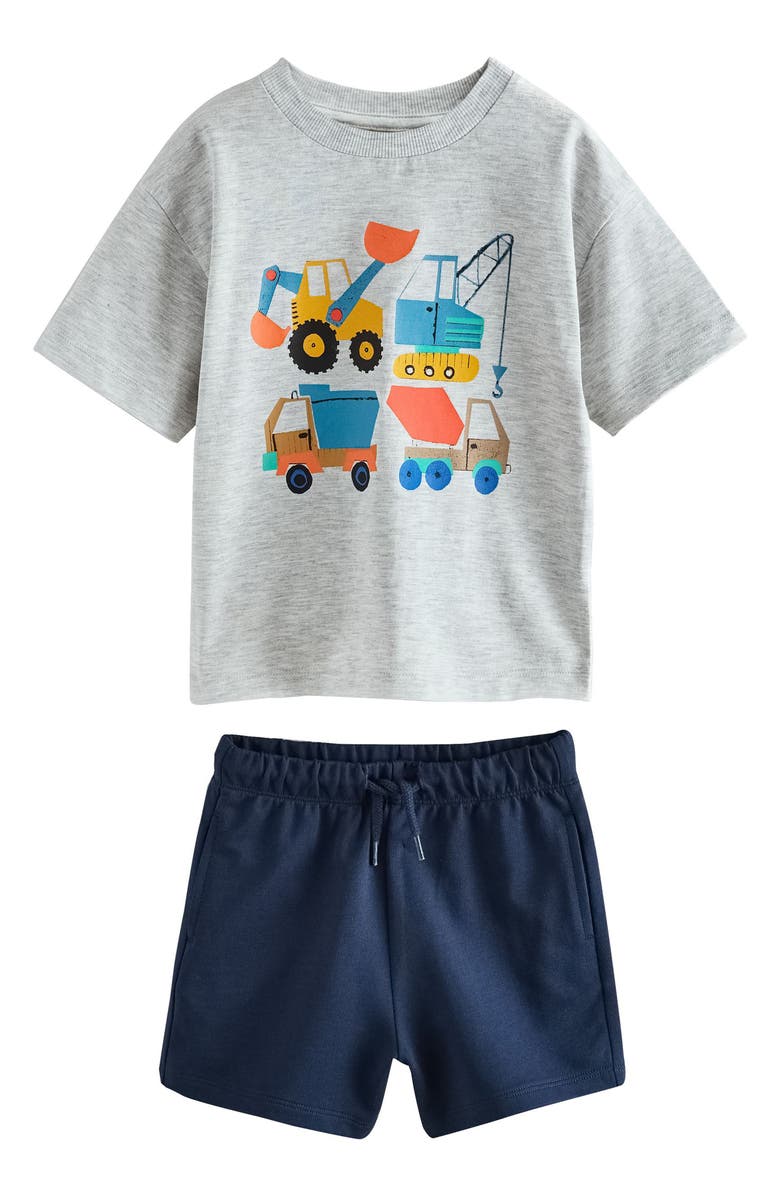 NEXT Kids' Oversize Construction Graphic T-Shirt & Pull-On Shorts Set, Main, color, Grey