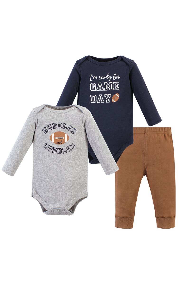 Hudson Baby Coordinated 3-Piece Outfit with Long-Sleeve Bodysuit & Pants, Main, color, Football Huddles Long-Sleeve