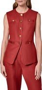 Donna Karan New York Button Front Linen Blend Vest