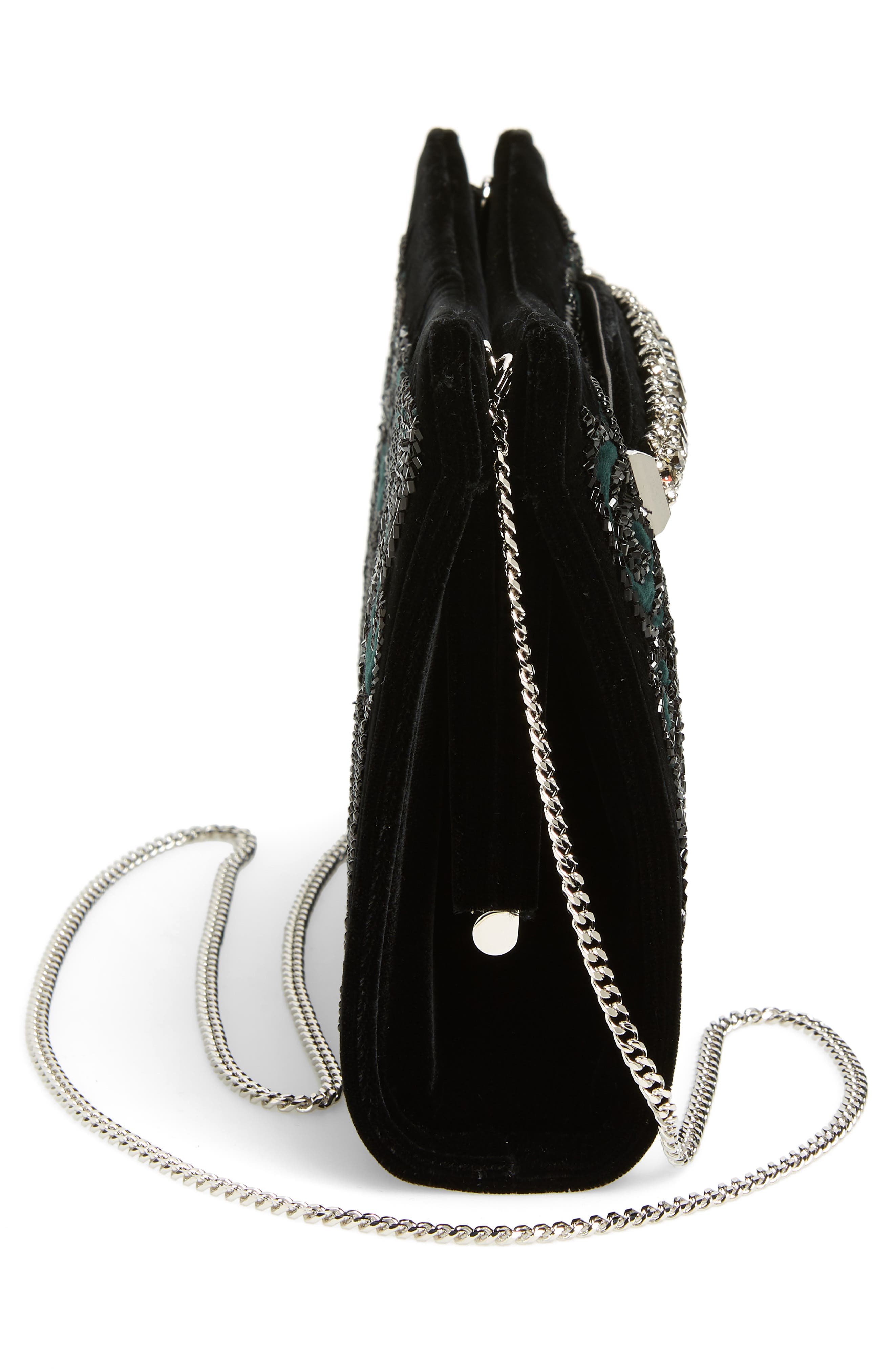 Jimmy Choo Floral Beaded Velvet Clutch, Alternate, color, 