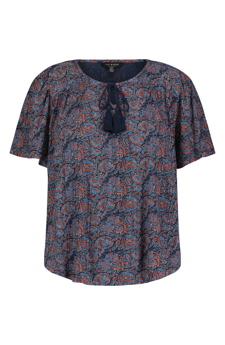 Lucky Brand Paisley Split Neck T-Shirt, Main, color,
