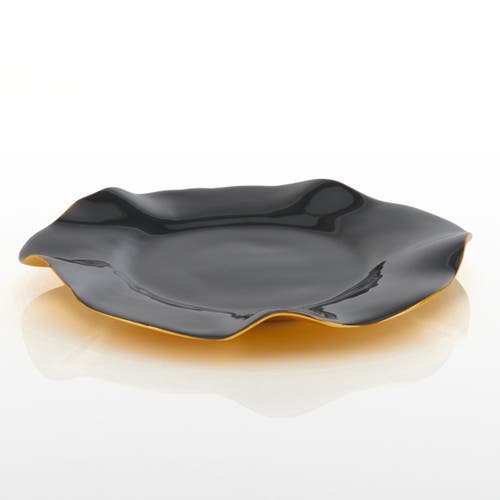 Lunares Ruffled Graphite Plate In Gold