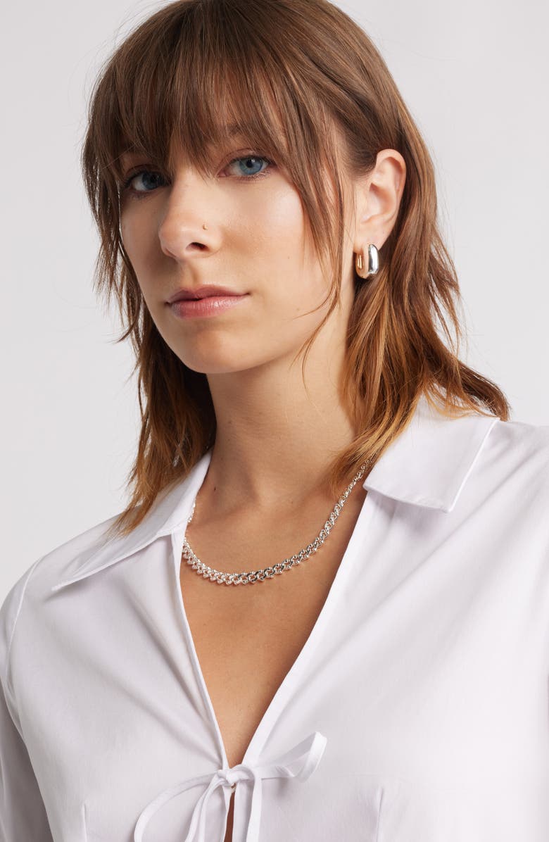 Open Edit Rounded Oval Hoop Earrings, Alternate, color, Silver- Gold