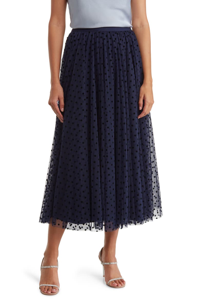 Swiss Dot A-Line Skirt, Main, color, NAVY