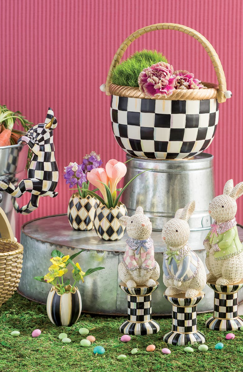 MACKENZIE CHILDS Courtly Check Large Basket, Alternate, color, Black