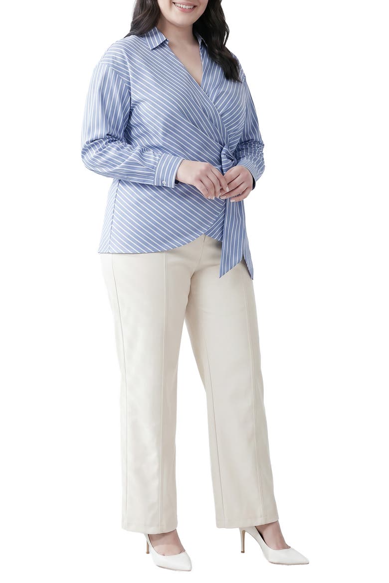 Stripe Wrap Front Shirt, Alternate, color, BLUE
