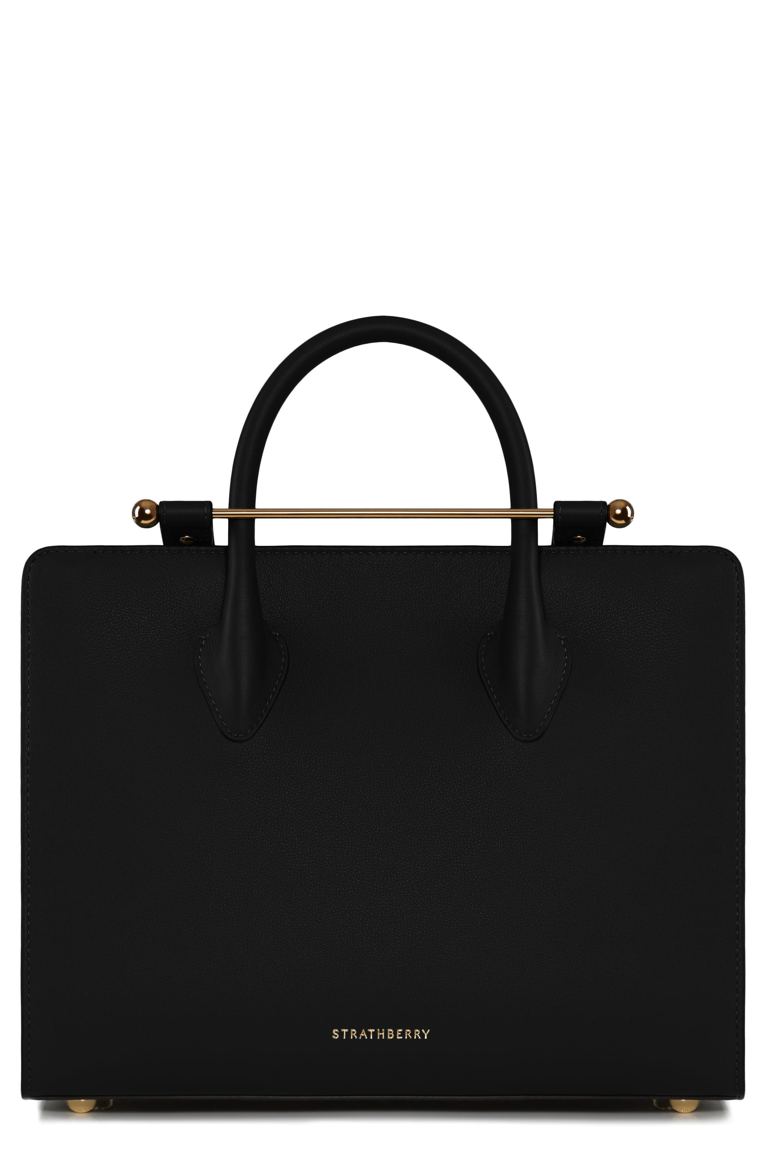 Strathberry Midi Leather Tote, Main, color, Black