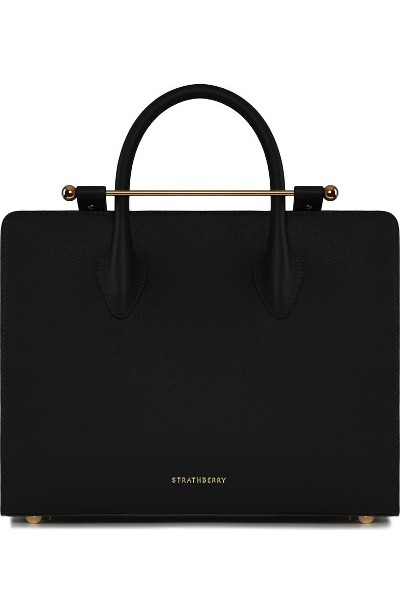 Strathberry Midi Leather Tote, Main, color, Black