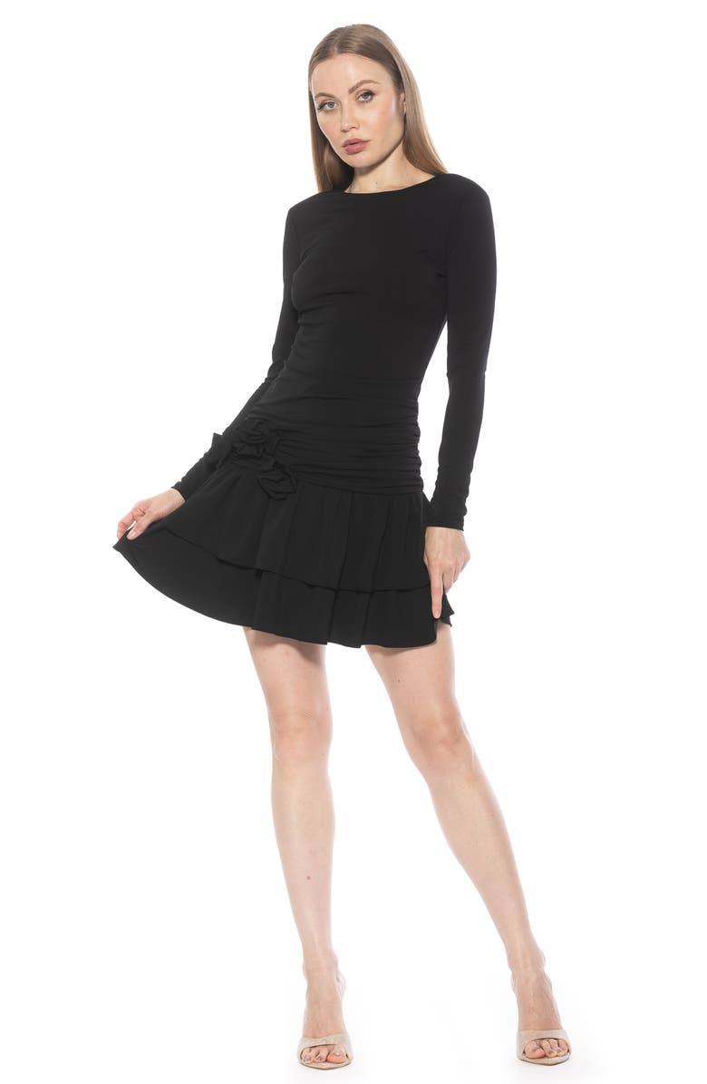 Alexia Admor Pluto Rosette Long Sleeve Dress, Alternate, color, Black
